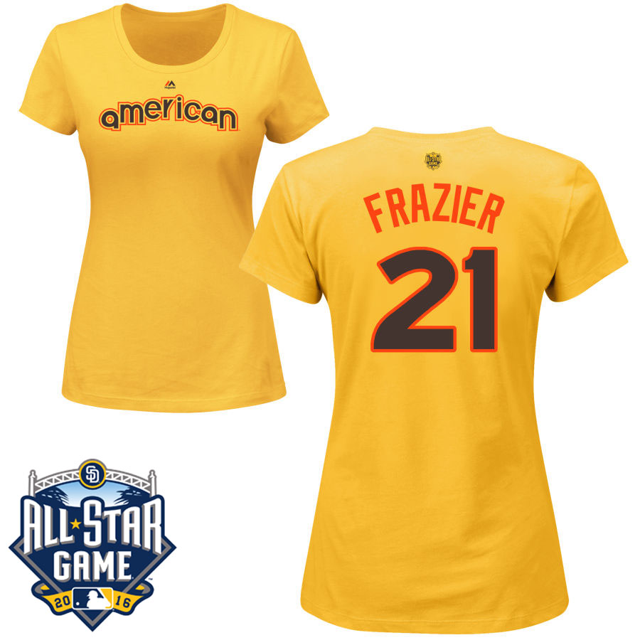 Women's Chicago White Sox Todd Frazier #21 Yellow 2016 MLB All-Star Game American League Name & Number T-Shirt