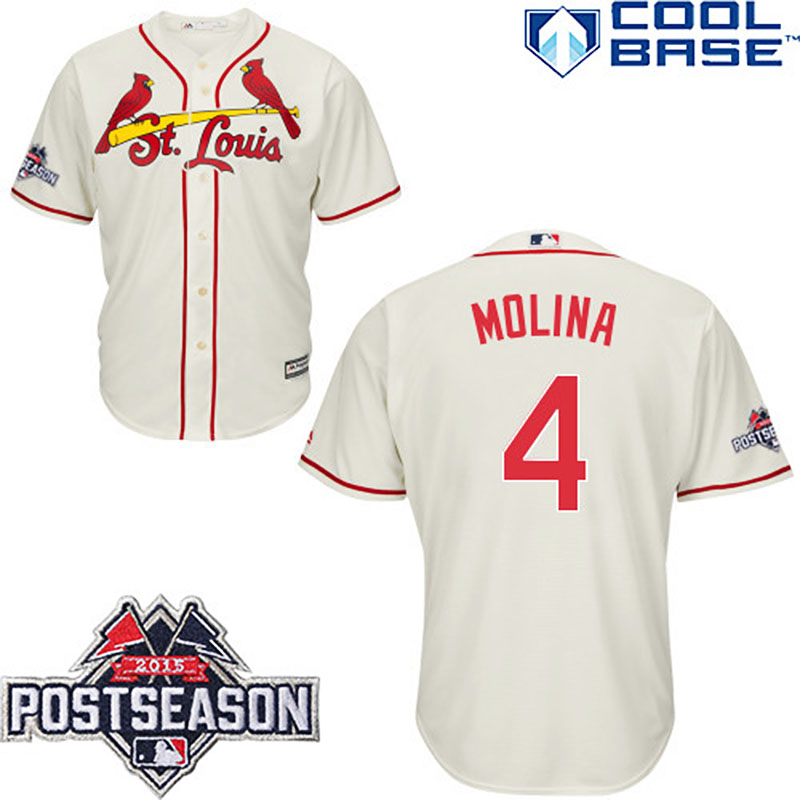 St. Louis Cardinals #4 Yadier Molina Beige Cool Base Alternate Jersey