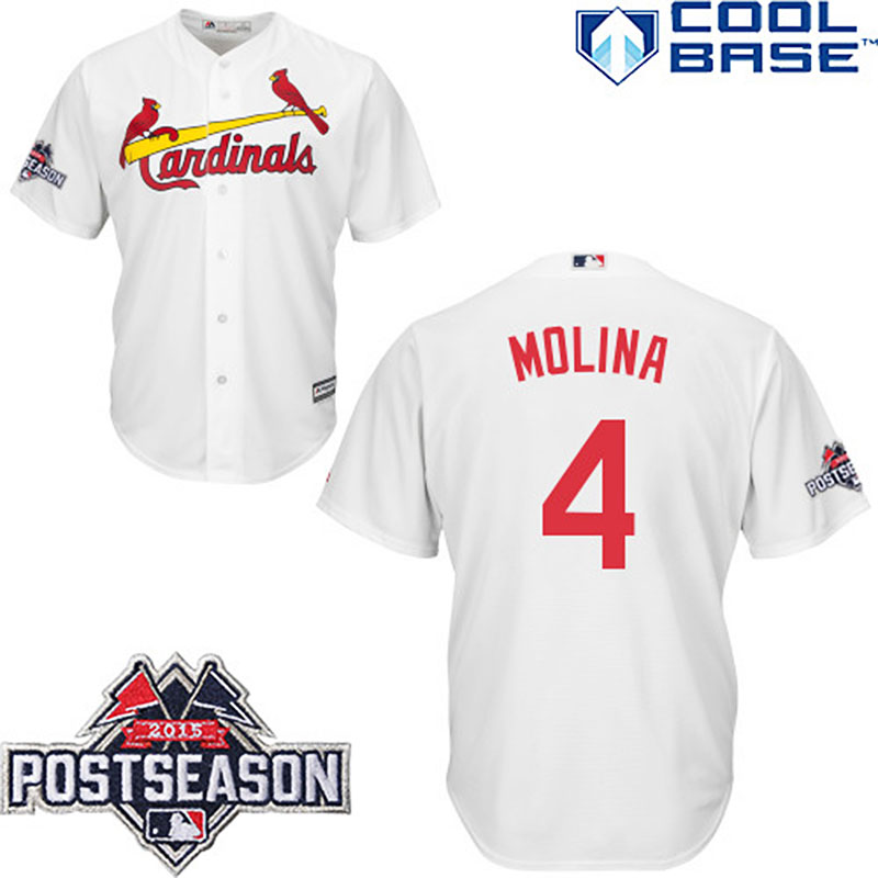 St. Louis Cardinals #4 Yadier Molina White Cool Base Home Jersey