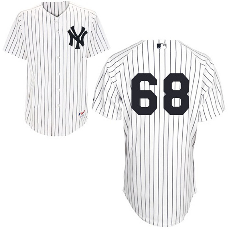 New York Yankees #68 Dellin Betances Men's Authentic White/Navy Blue Pinstripe Home Majestic MLB Jersey