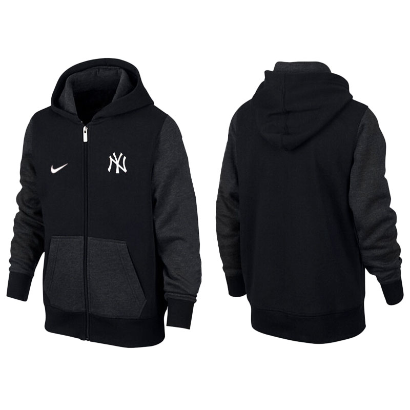 New York Yankees Black Gray Full-Zip Aunthetic Pullover Hoodie