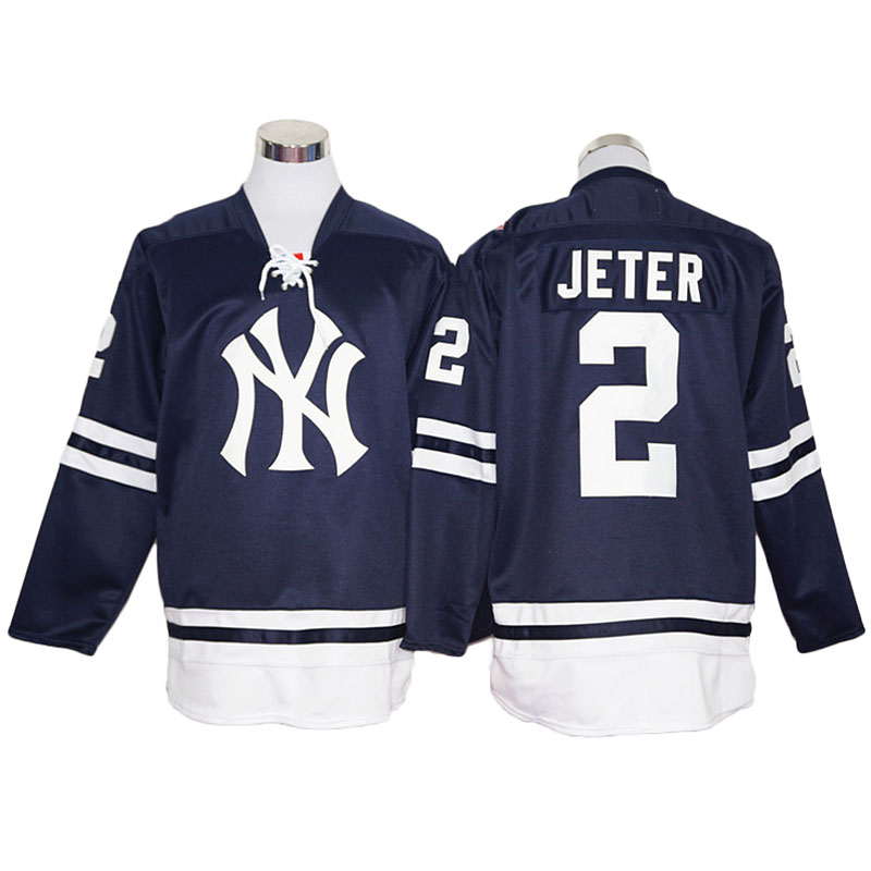 New York Yankees Derek Jeter Black long sleeve Block Jersey