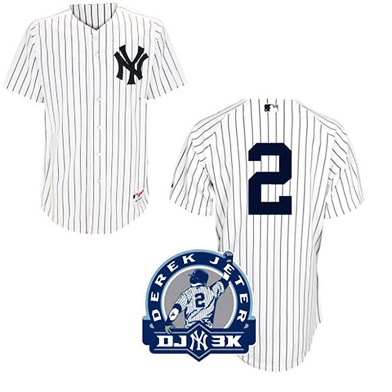 New York Yankees #2 Derek Jeter White Home DJ-3K Patch Jersey