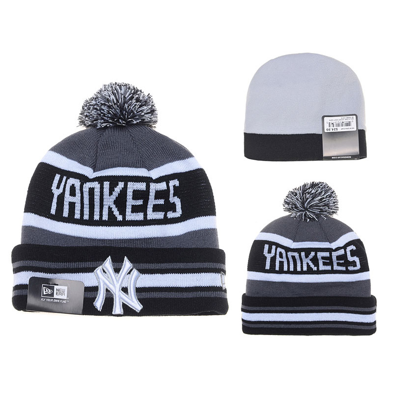 New York Yankees Gray Biggest Fan Cuffed Knit Hat With Pom