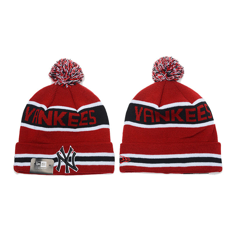 New York Yankees Red Biggest Fan Cuffed Knit Hat With Pom