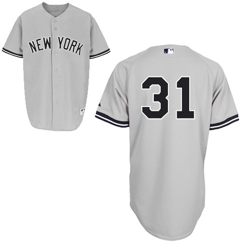 New York Yankees #31 Ichiro Suzuki Men's Authentic Grey Road Majestic MLB Jersey