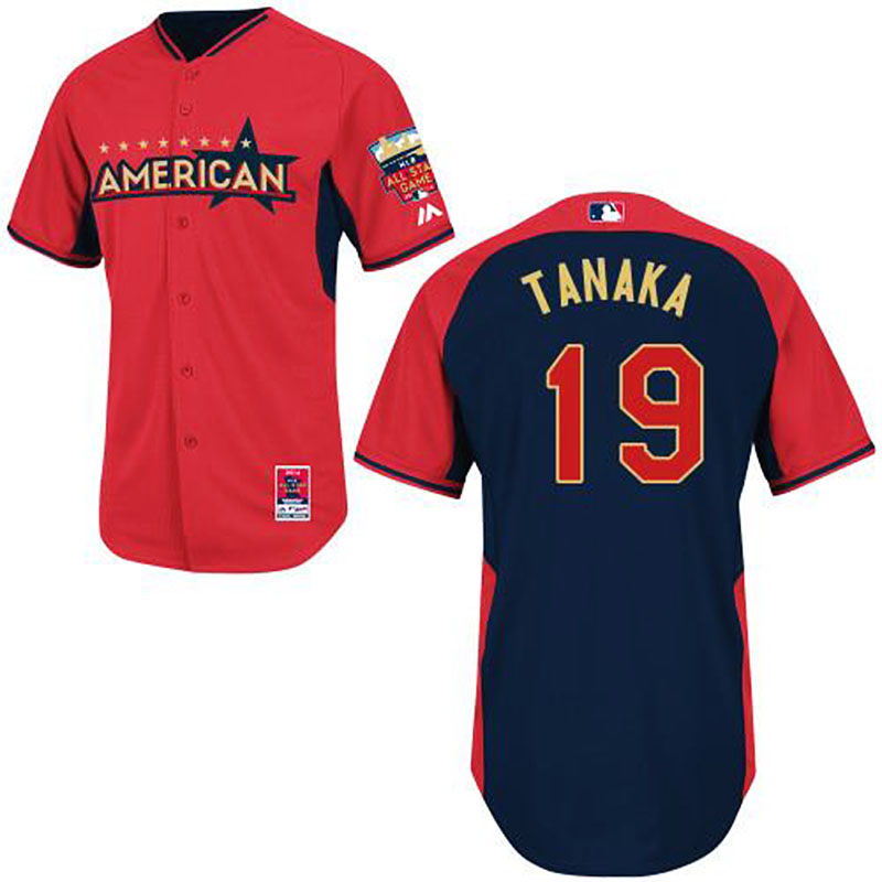 New York Yankees #19 Masahiro Tanaka Men's Authentic Red/Navy American League 2014 All Star BP Majestic MLB Jersey