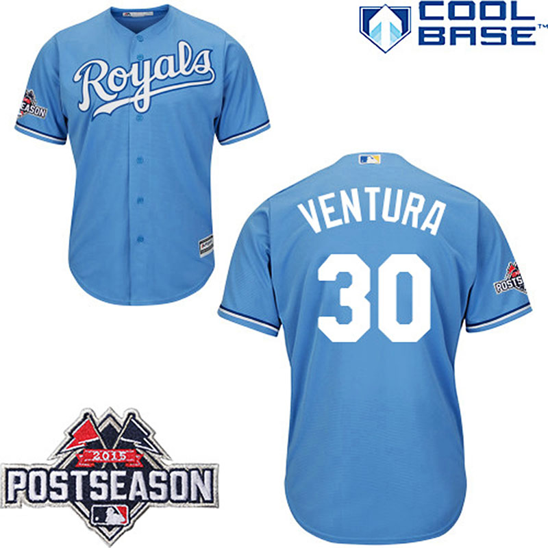 Kansas City Royals Yordano Ventura Postseason Patch Light Blue Jersey