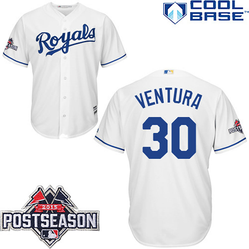 Kansas City Royals Yordano Ventura Postseason Patch White Jersey