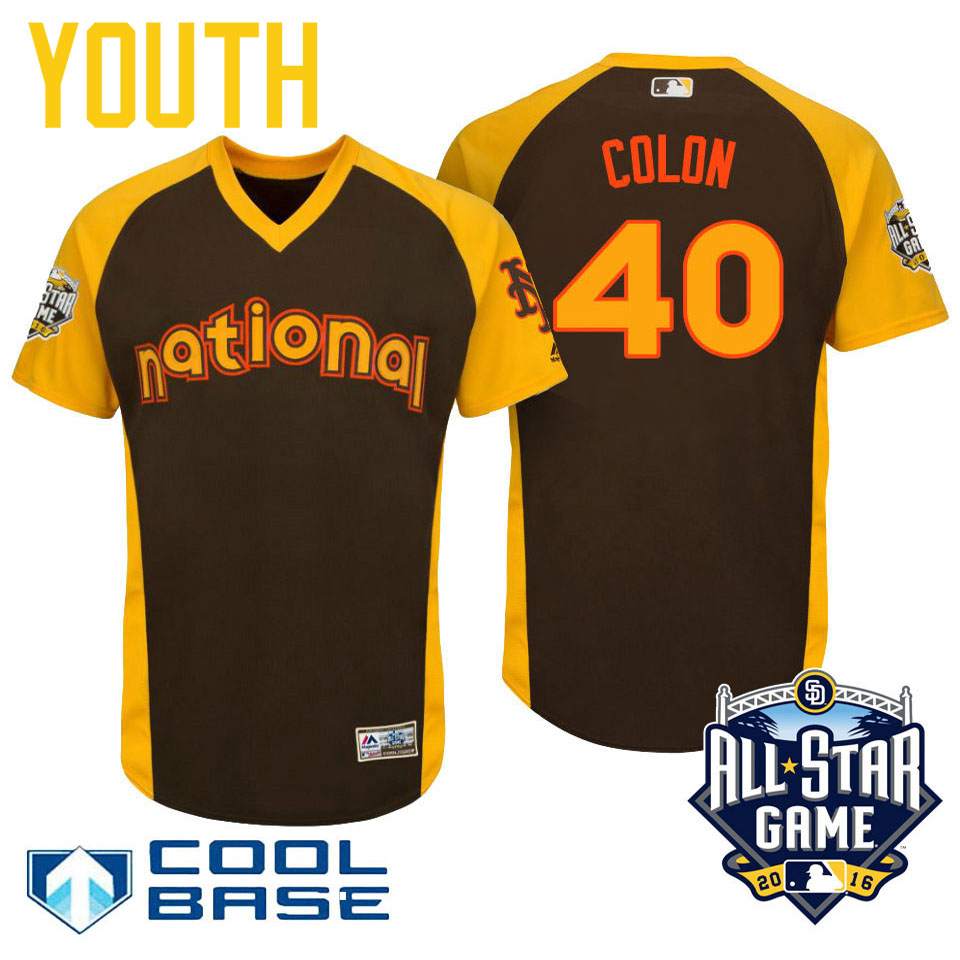 Youth 2016 MLB All-Star National New York Mets Bartolo Colon #40 Brown Cool Base Jersey