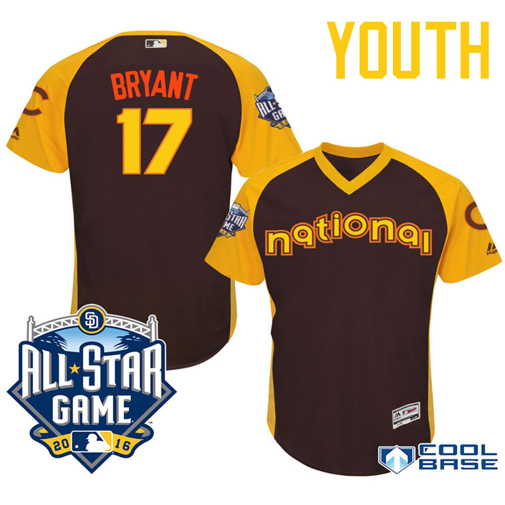 Youth 2016 MLB All-Star National Chicago Cubs Kris Bryant #17 Brown Third Baseman Cool Base Jersey