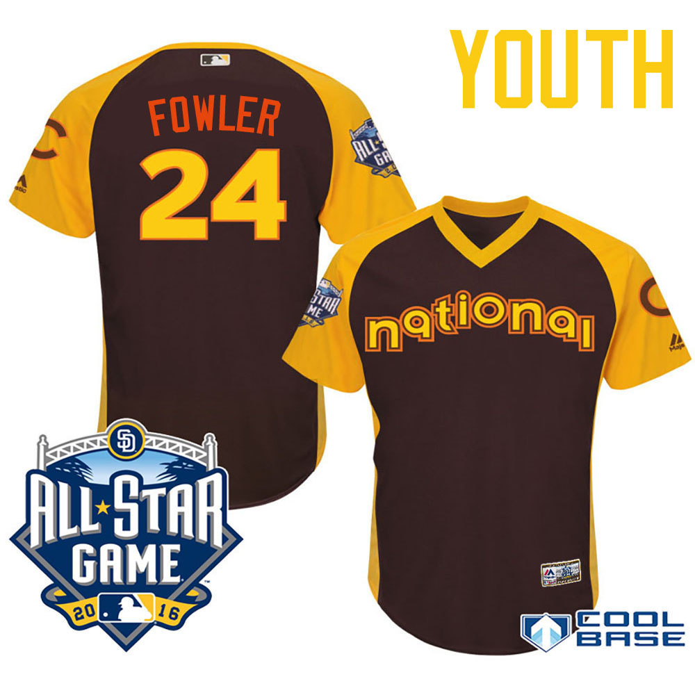 Youth 2016 MLB All-Star National Chicago Cubs Dexter Fowler #24 Brown Center Fielder Cool Base Jersey