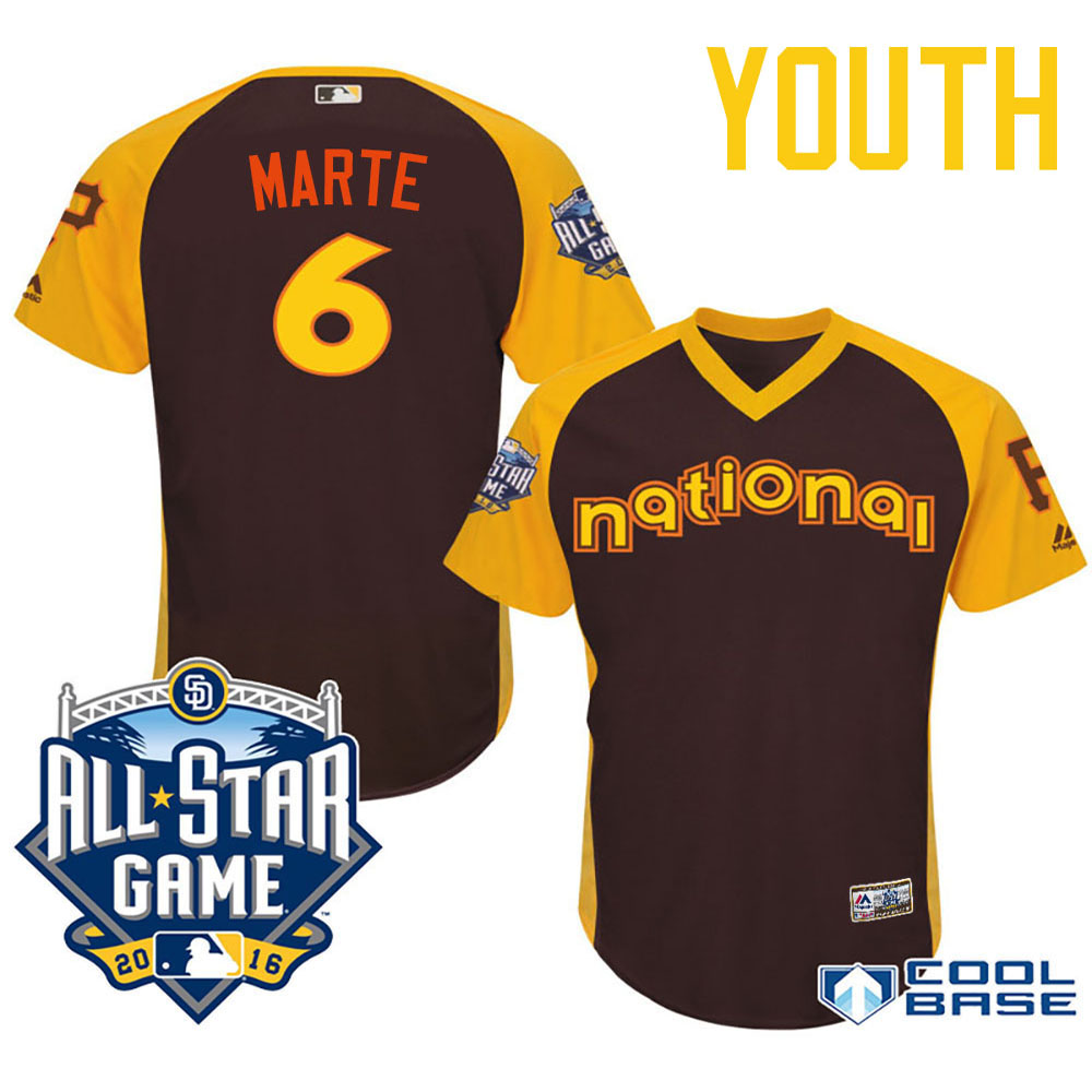 Youth 2016 MLB All-Star National Pittsburgh Pirates #6 Starling Marte Brown Cool Base Jersey