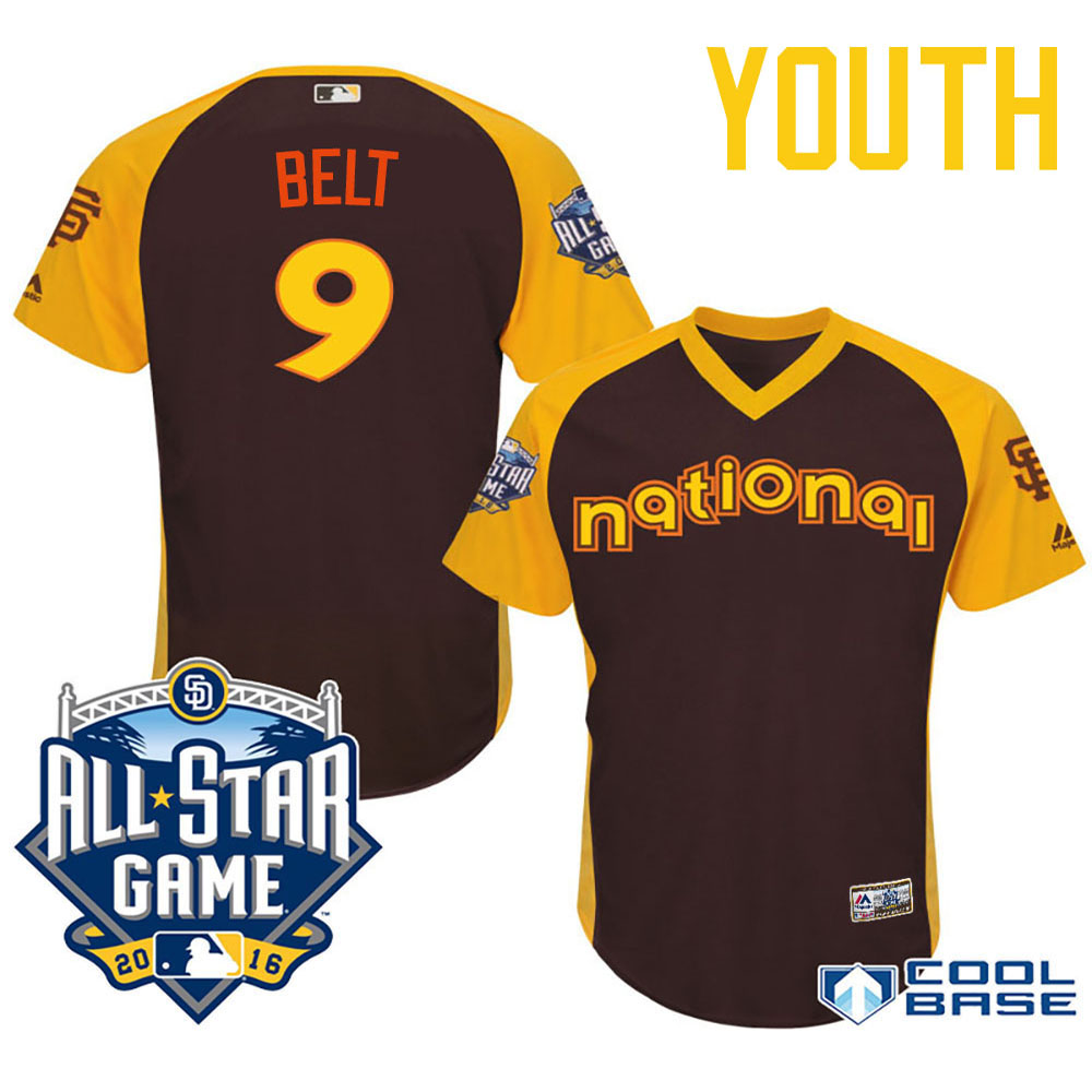 Youth 2016 MLB All-Star National San Francisco Giants #9 Brandon Belt Brown Cool Base Jersey