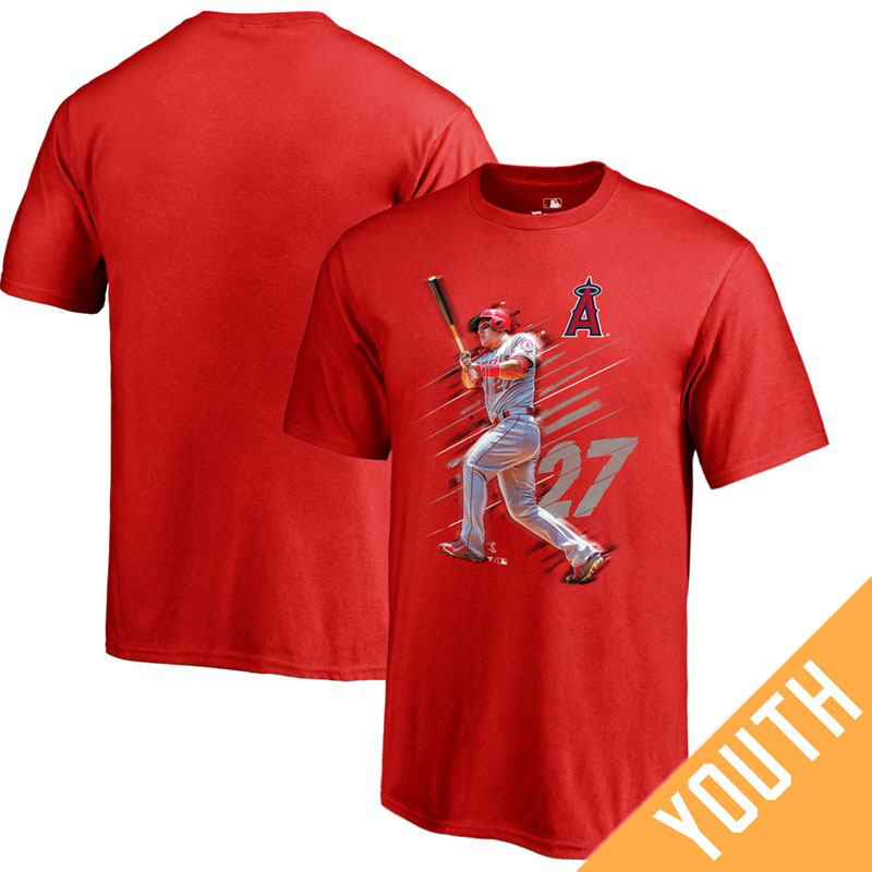 Youth Los Angeles Angels Mike Trout Fanatics Branded Fade Away Red T-Shirt