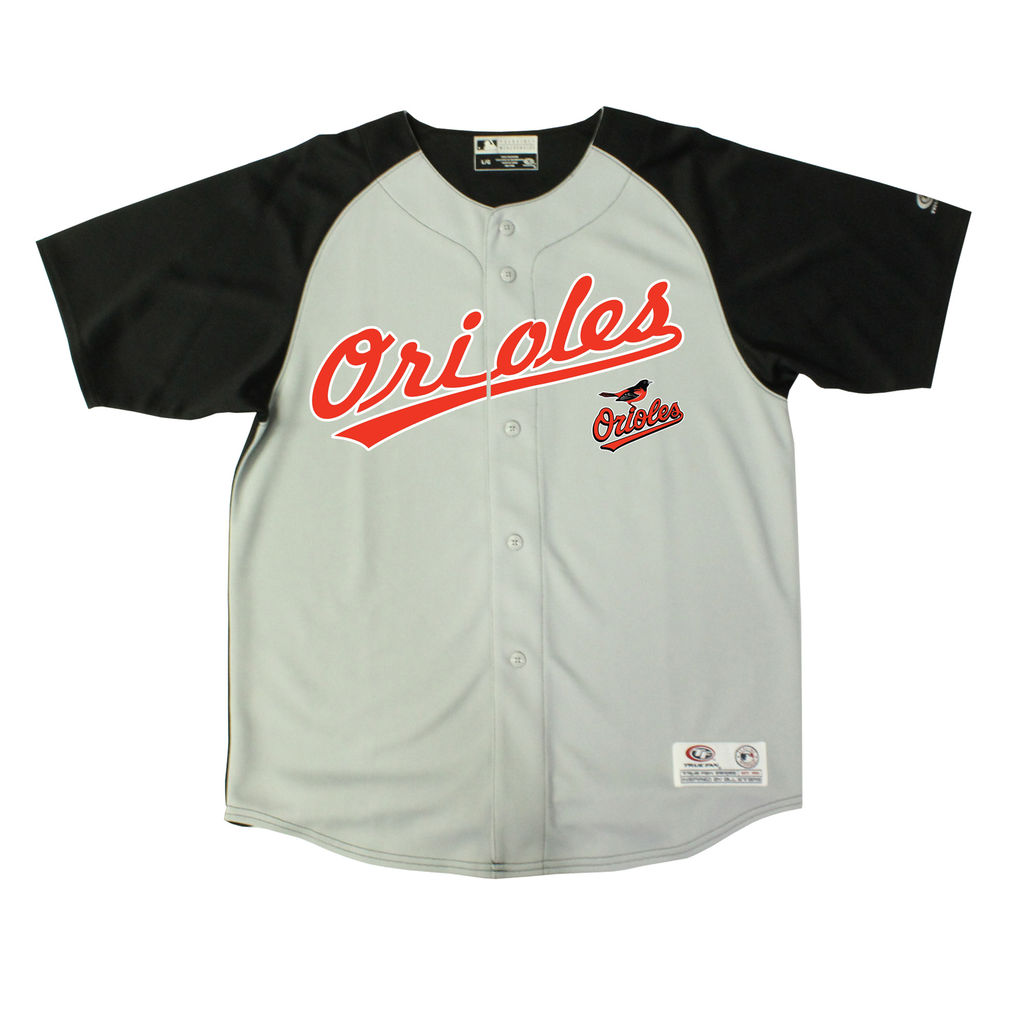 Youth Baltimore Orioles Stitches Gray /Black Double Play Button Down Jersey