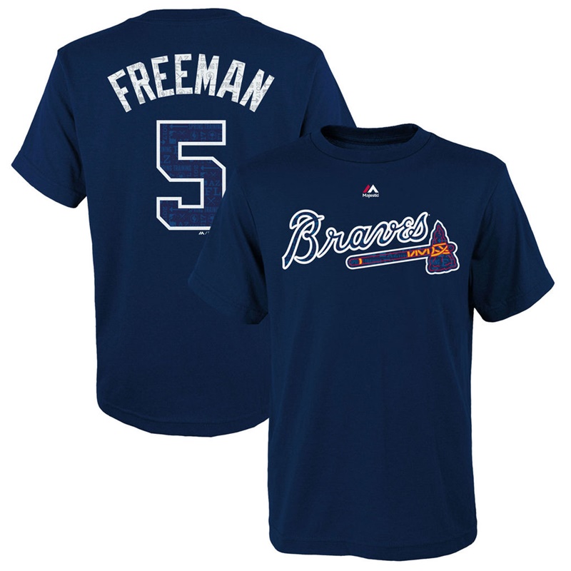 Youth Atlanta Braves 2017 Spring Training Freddie Freeman #5 Navy Name & Number T-Shirt