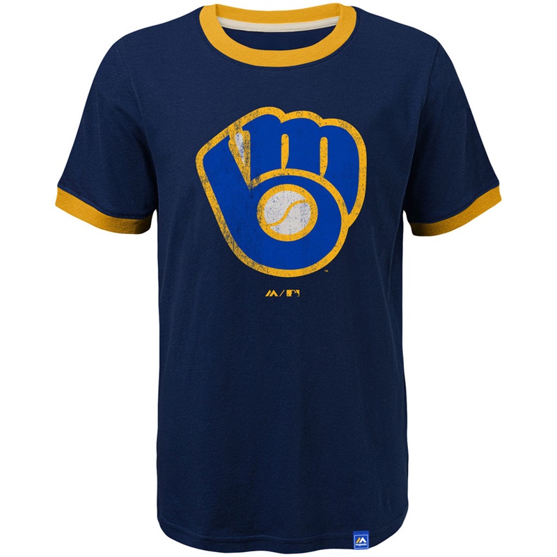 Youth Milwaukee Brewers Navy Cooperstown Collection T-Shirt