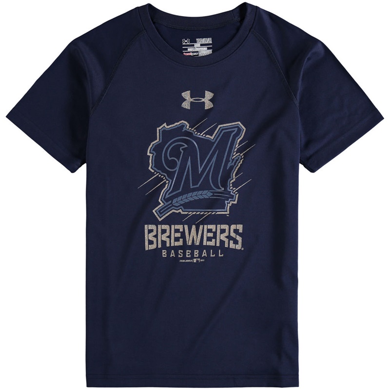 Milwaukee Brewers Navy Tech T-Shirt -  Youth