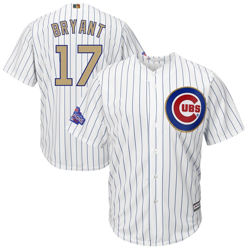 Youth Chicago Cubs #17 Kris Bryant Replica 2017 Gold Program Fashion White Cool Base Jersey