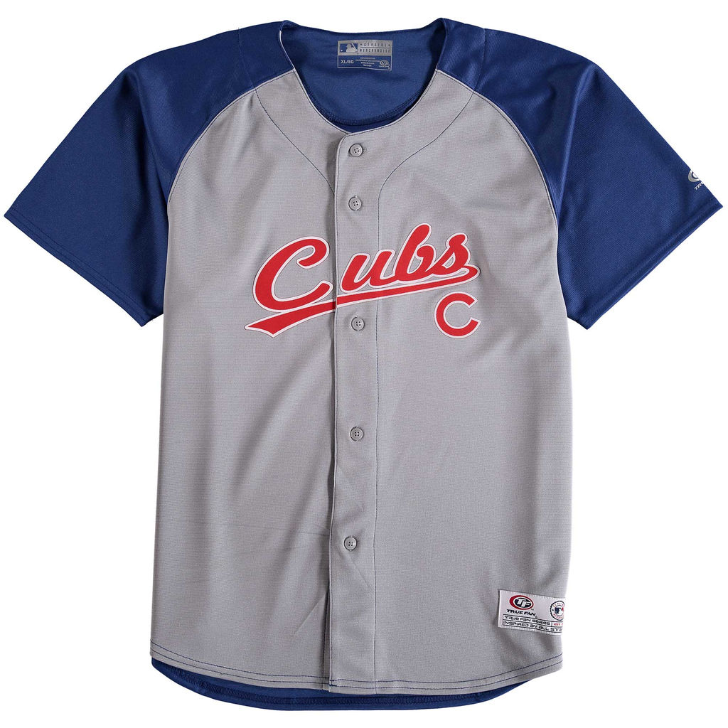 Youth Chicago Cubs Stitches Gray /Royal Double Play Button Down Jersey