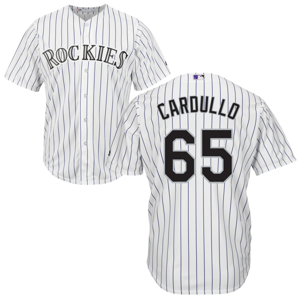 Youth Colorado Rockies #65 Stephen Cardullo Home White Cool Base Jersey