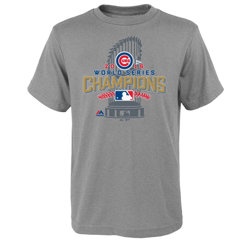 Youth Chicago Cubs Heathered Gray 2016 World Series Champions Locker Room T-Shirt