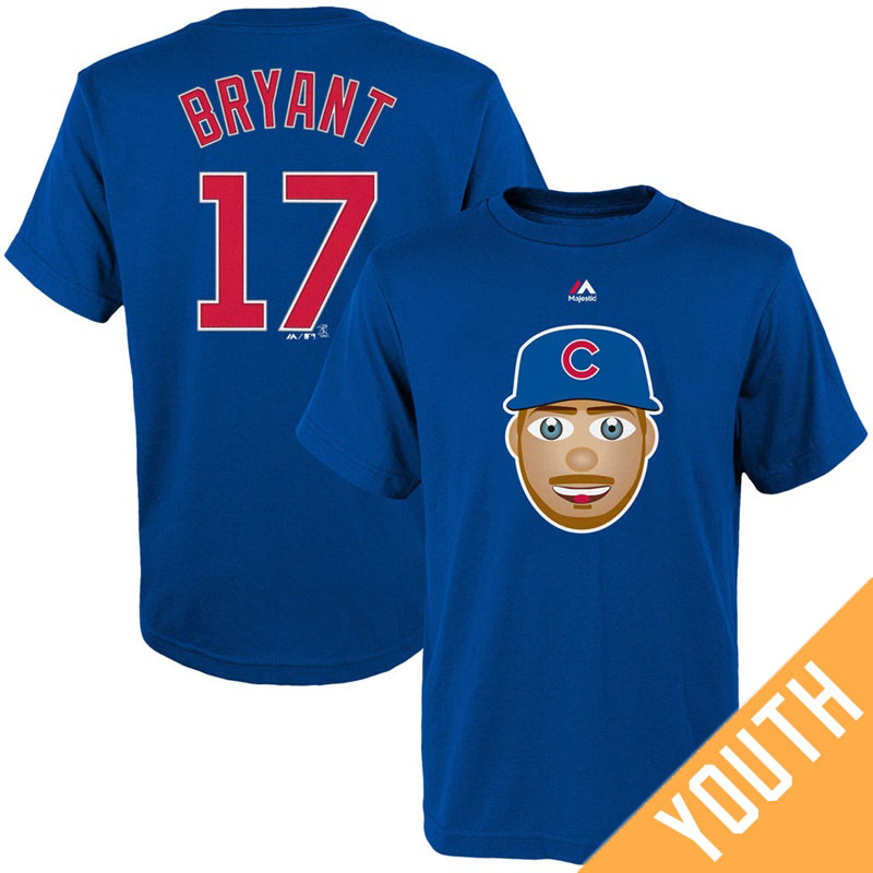 Youth Chicago Cubs Kris Bryant Emoji Name & Number Royal T-Shirt