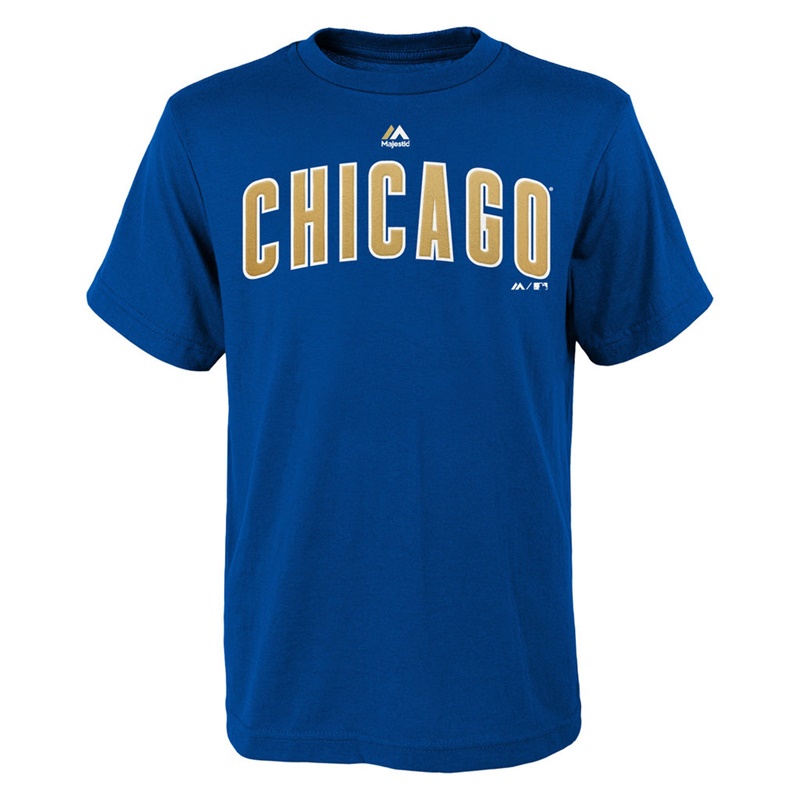 Youth Chicago Cubs Royal 2017 Gold Program Chicago Custom Wordmark T-Shirt