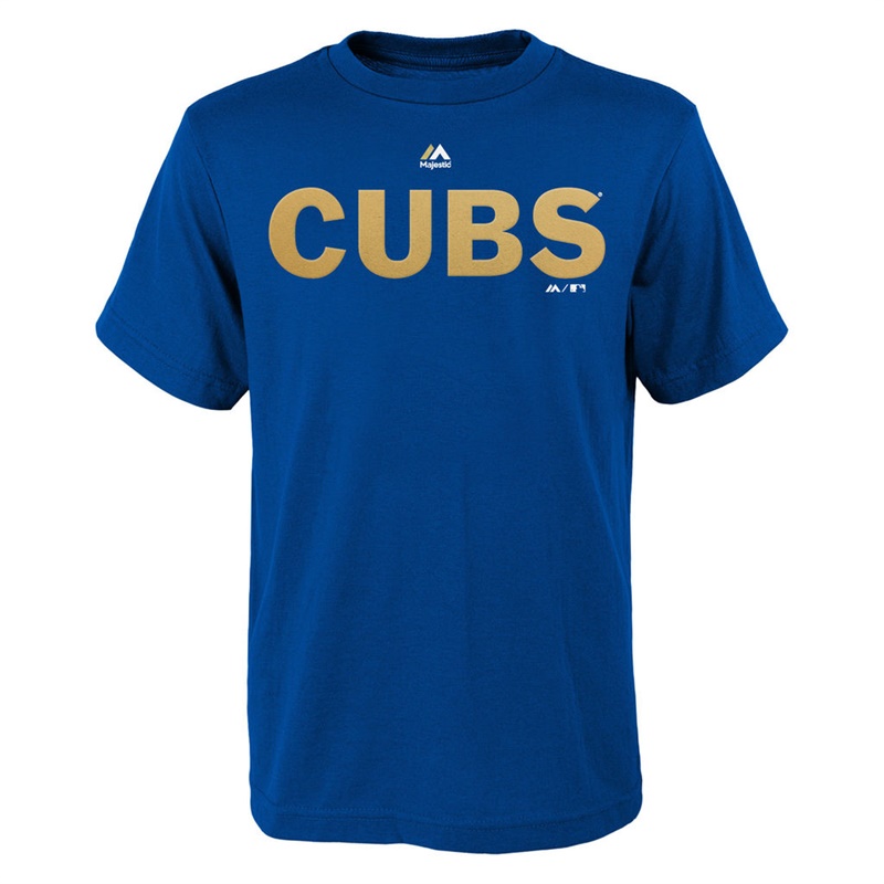 Youth Chicago Cubs Royal 2017 Gold Program Cubs Custom Wordmark T-Shirt