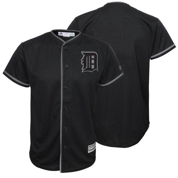 Youth Detroit Tigers Majestic Black Blackout Glow-in-the-Dark Cool Base Jersey