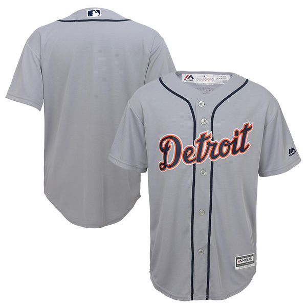 Youth Detroit Tigers Majestic Gray Official Cool Base Team Jersey