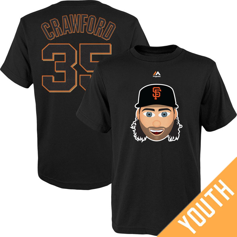 Youth San Francisco Giants Brandon Crawford Emoji Name & Number Black T-Shirt