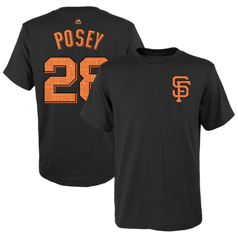 Youth San Francisco Giants 2017 Spring Training Buster Posey #28 Black Name & Number T-Shirt