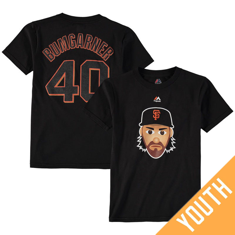 Youth San Francisco Giants Madison Bumgarner Emoji Name & Number Black T-Shirt