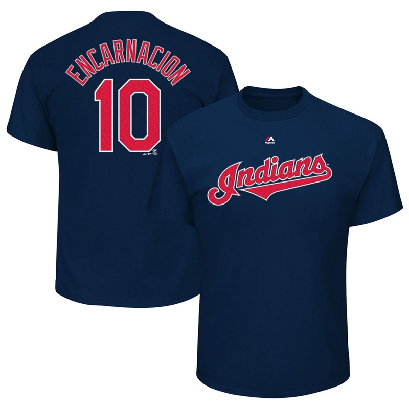 Youth Cleveland Indians Edwin Encarnacion Player #10 Navy Name & Number T-Shirt