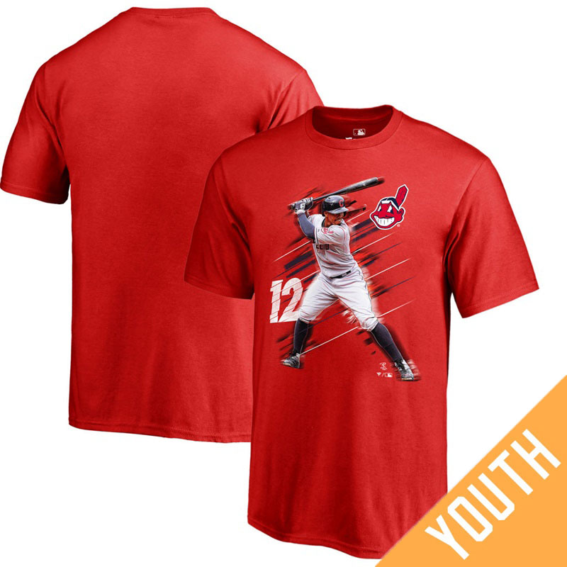 Youth Cleveland Indians Francisco Lindor Fanatics Branded Fade Away Red T-Shirt