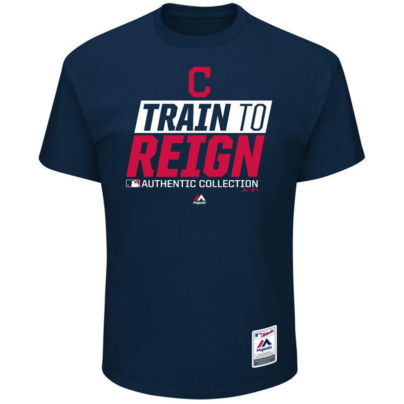 Youth Cleveland Indians Navy 2017 Spring Training Train to Reign Authentic Collection T-Shirt