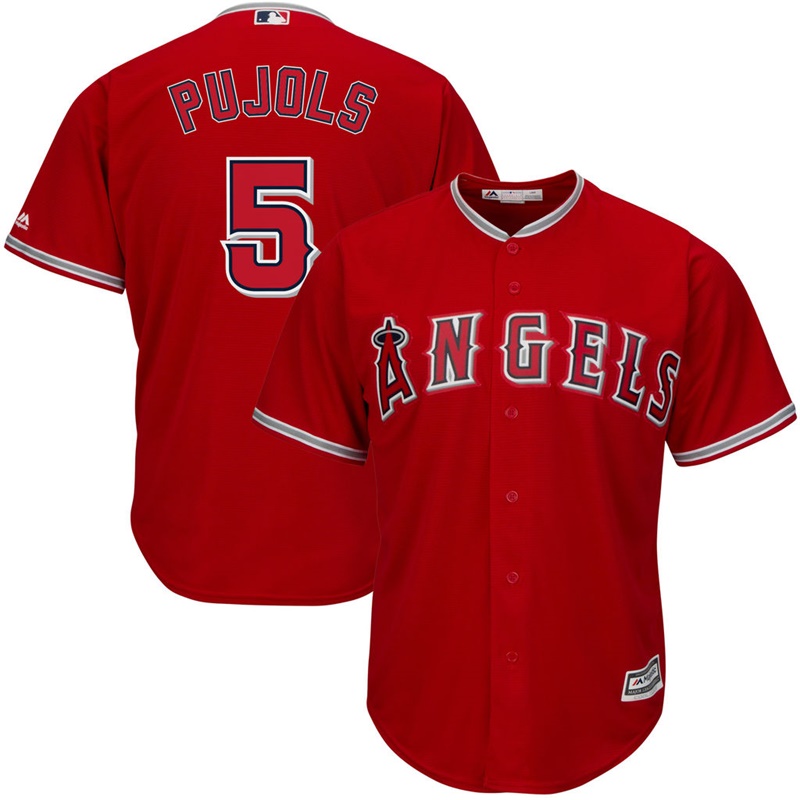 Youth Los Angeles Angels #5 Albert Pujols Replica Alternate Scarlet Cool Base Jersey