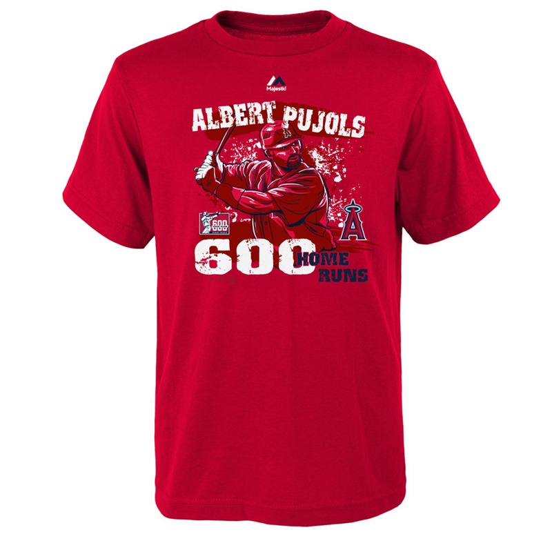 Youth Los Angeles Angels Albert Pujols Red 600 Home Runs T-Shirt