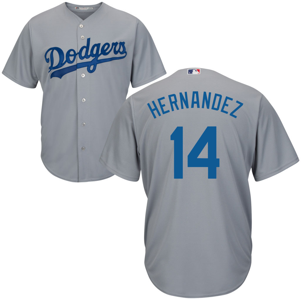 Youth Los Angeles Dodgers Enrique Hernandez #14 Road Gray Cool Base Jersey