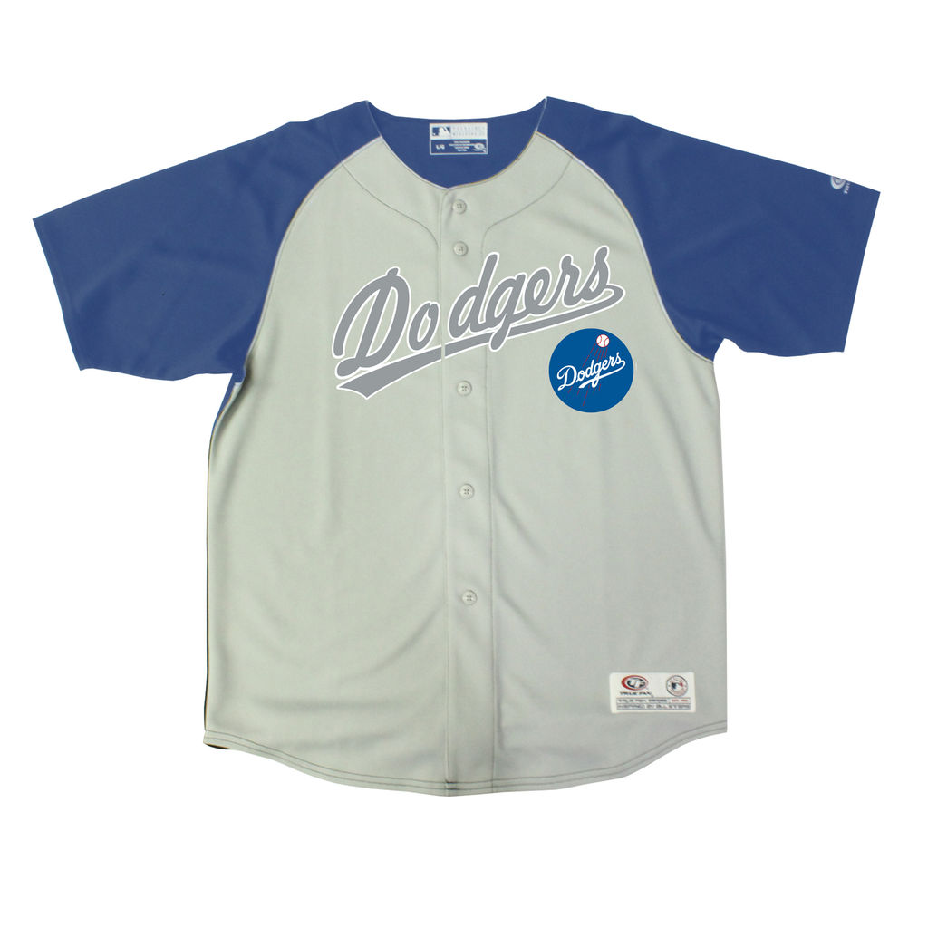 Youth Los Angeles Dodgers Stitches Gray /Royal Double Play Button Down Jersey