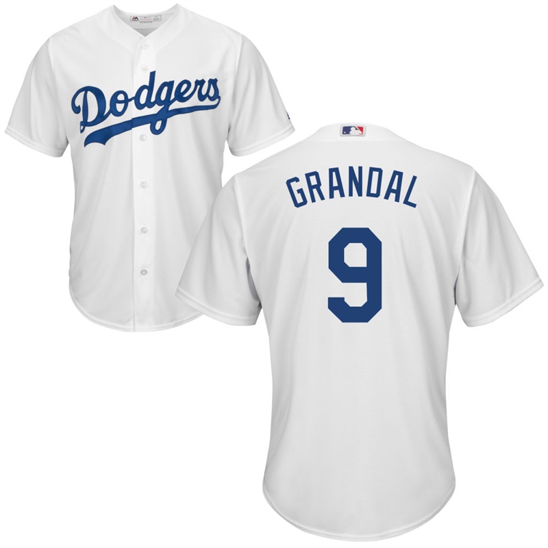 Youth Los Angeles Dodgers Yasmani Grandal #9 Home White Cool Base Jersey