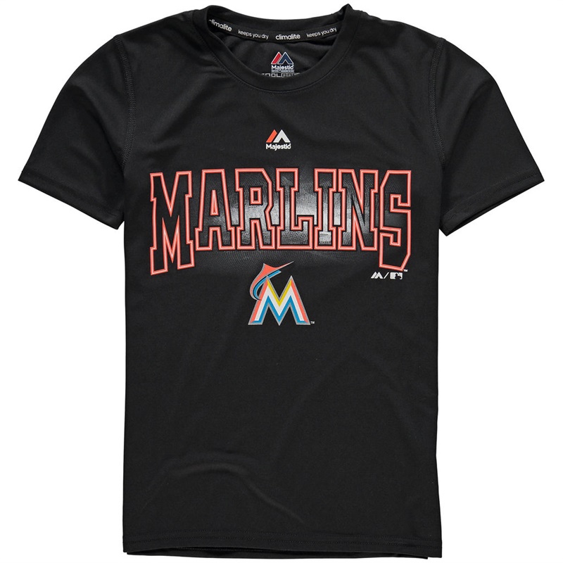 Youth Miami Marlins Black Light Up the Field T-Shirt