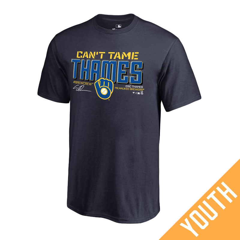 Youth Milwaukee Brewers Eric Thames Navy Can't Tame Thames T-Shirt