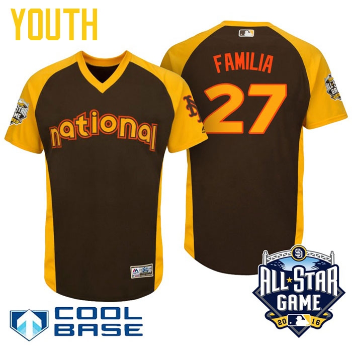 Youth 2016 MLB All-Star National New York Mets Jeurys Familia #27 Brown Cool Base Jersey