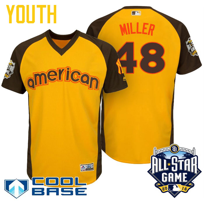 Youth 2016 MLB All-Star American New York Yankees Andrew Miller #48 Yellow Cool Base Jersey