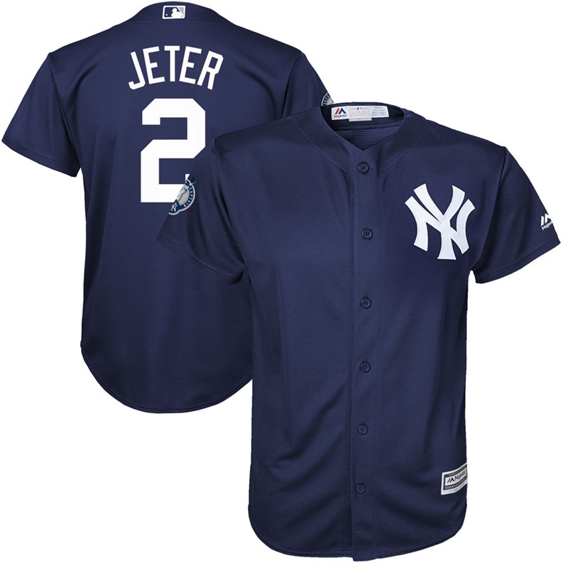 Youth New York Yankees #2 Derek Jeter Number Retirement Day Fashion Navy Cool Base Jersey