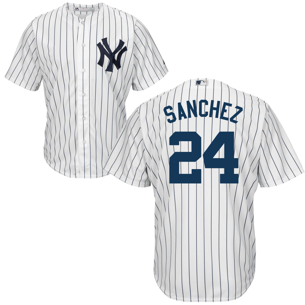 Youth New York Yankees #24 Gary Sanchez Home White Cool Base Jersey