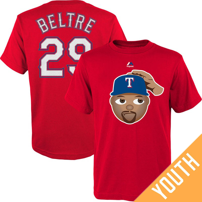 Youth Texas Rangers Adrian Beltre Emoji Name & Number Red T-Shirt